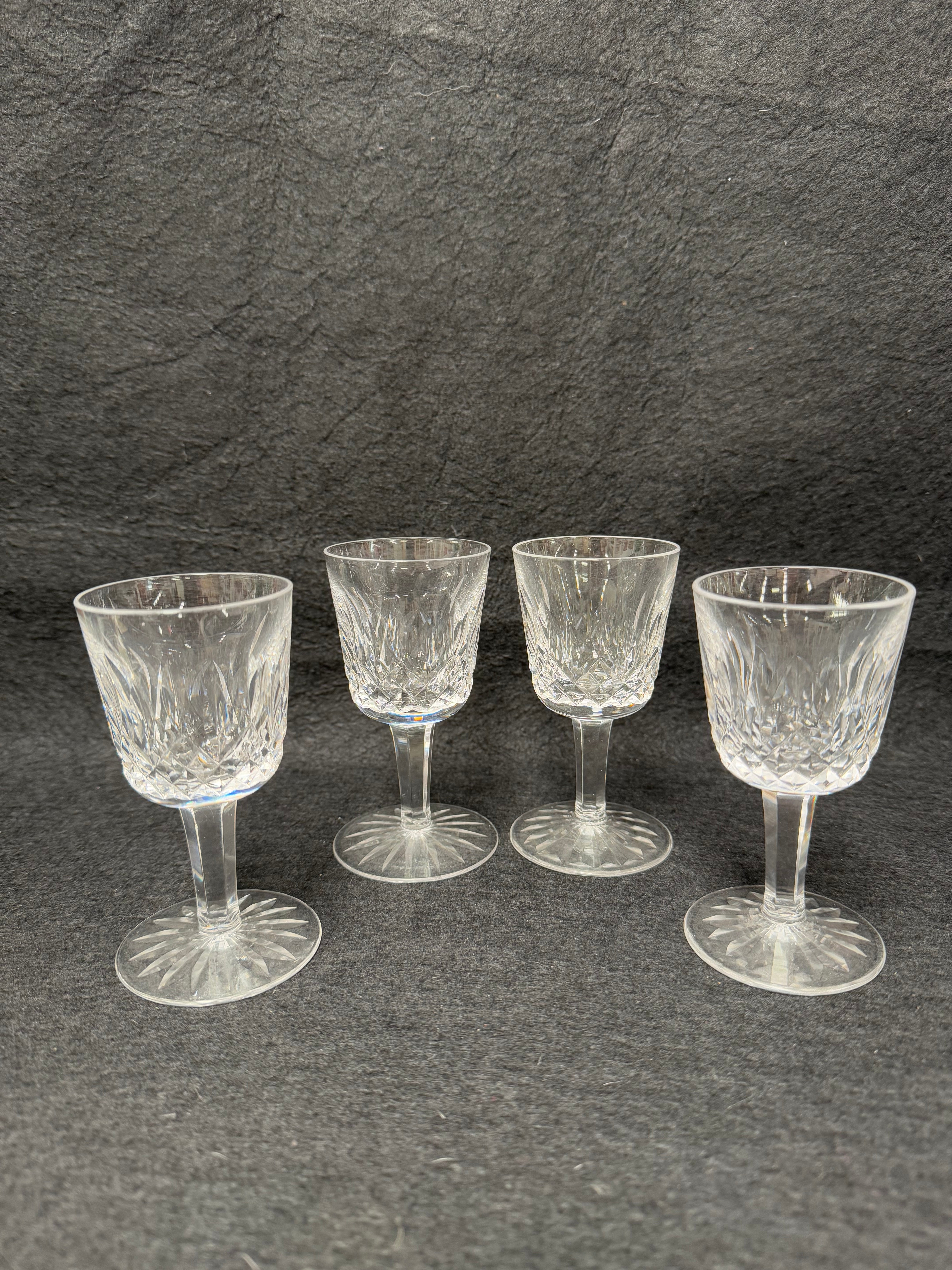 Set of 4 Vintage Waterford Crystal Sherry/Port Glasses Lismore Pattern | Antique & Vintage | Moonee Ponds Antiques | Australia Wide