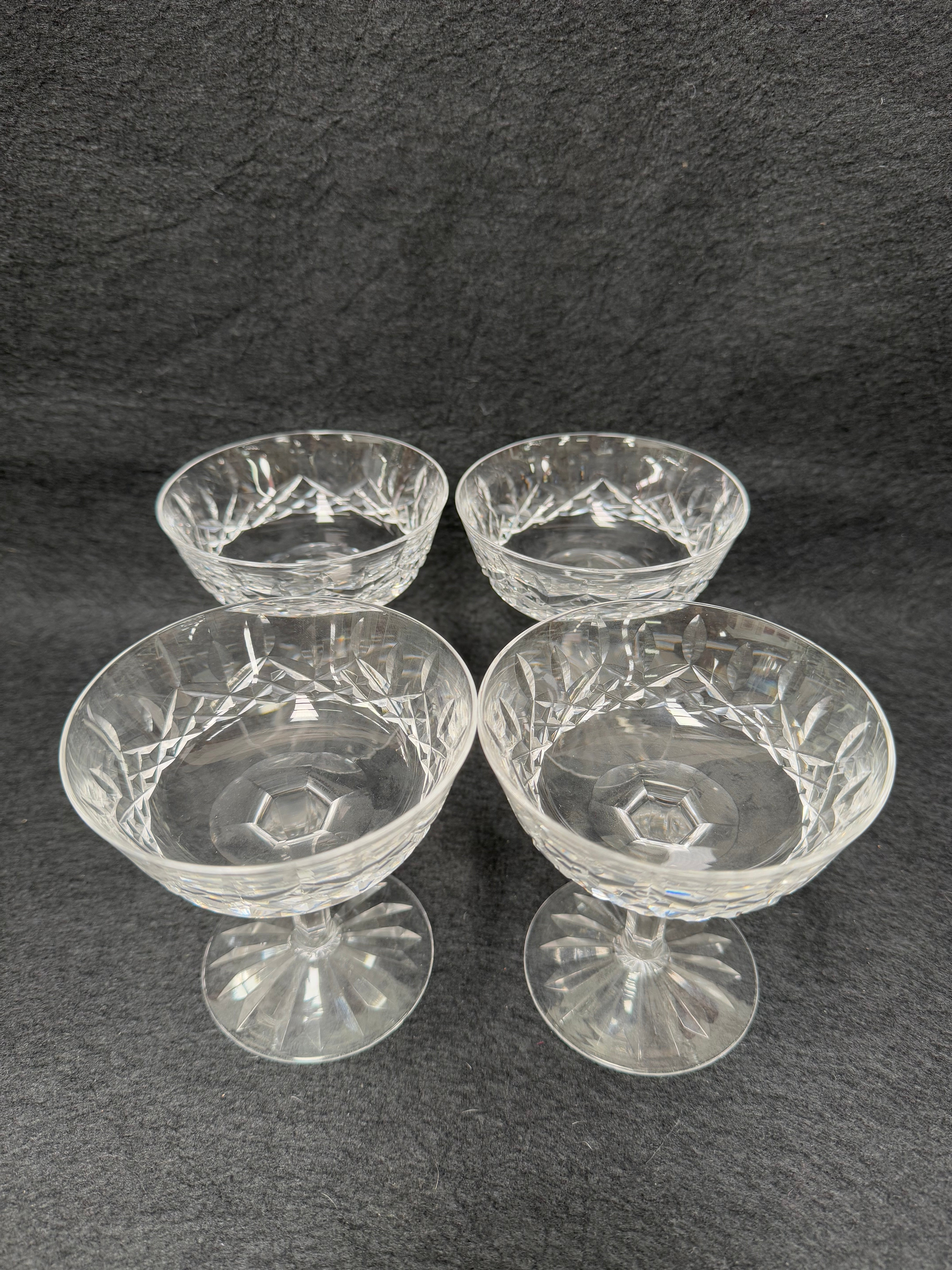 Set of 4 Vintage Waterford Crystal Champagne Glasses With Lismore Pattern | Antique & Vintage | Moonee Ponds Antiques | Australia Wide
