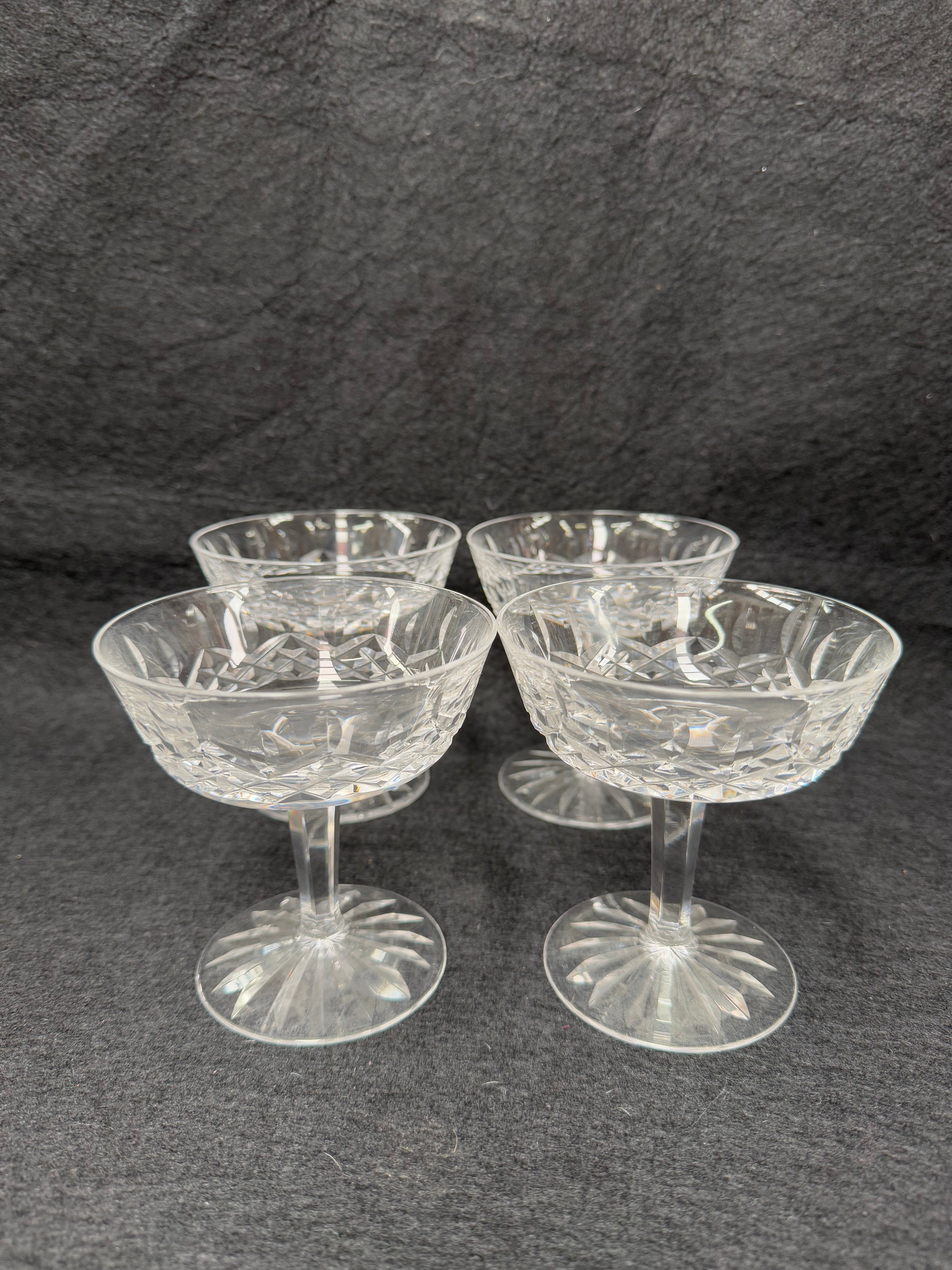 Set of 4 Vintage Waterford Crystal Champagne Glasses With Lismore Pattern | Antique & Vintage | Moonee Ponds Antiques | Australia Wide