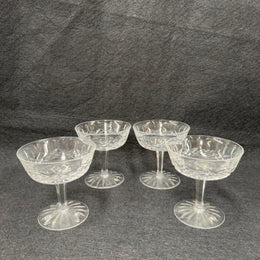Set of 4 Vintage Waterford Crystal Champagne Glasses With Lismore Pattern
