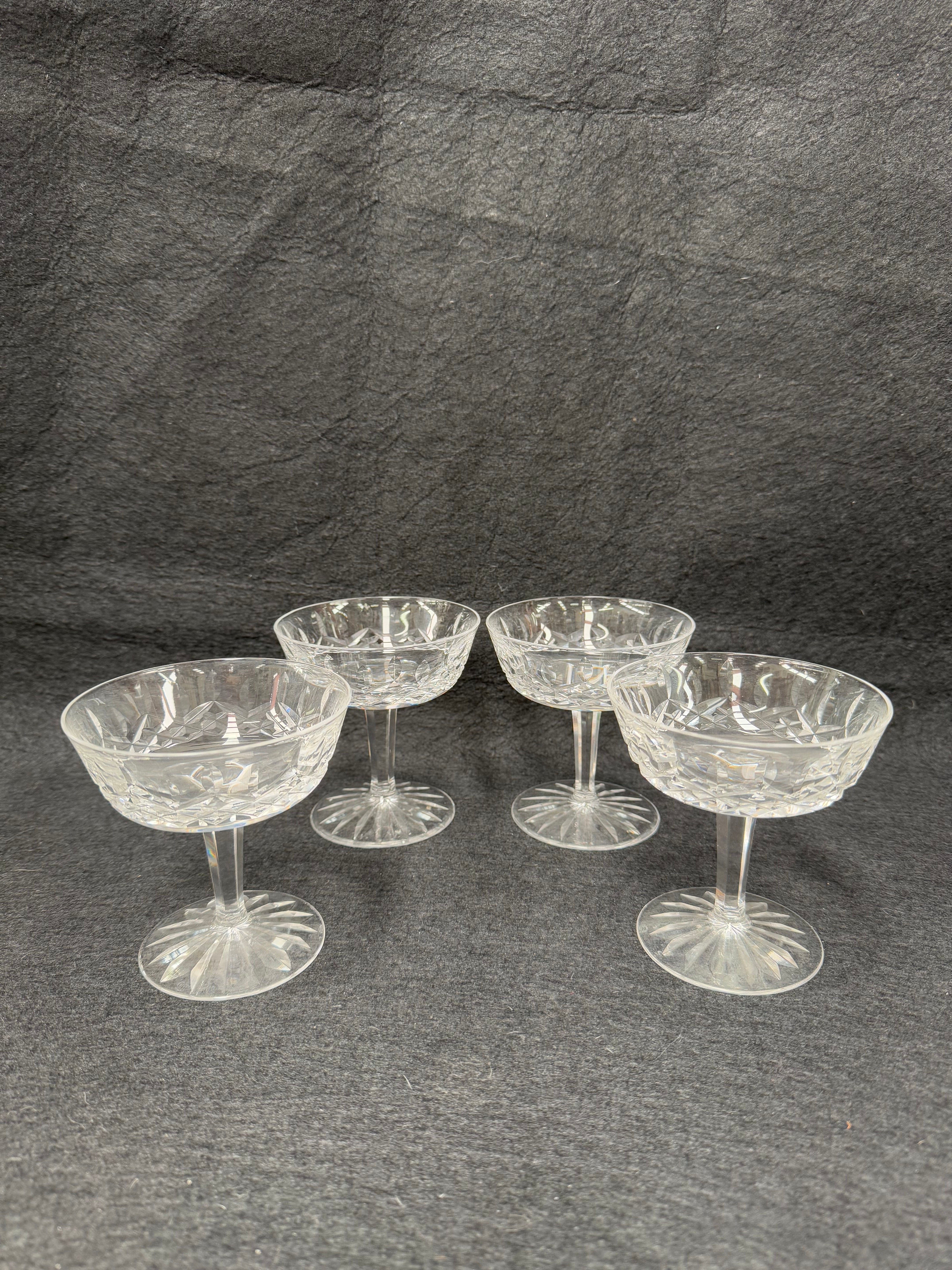 Set of 4 Vintage Waterford Crystal Champagne Glasses With Lismore Pattern | Antique & Vintage | Moonee Ponds Antiques | Australia Wide