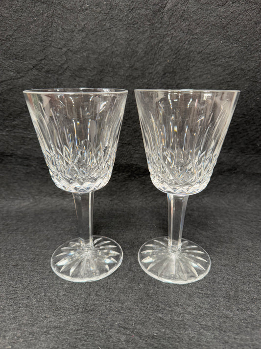 Set of Two Classic Vintage Waterford Crystal Goblets Lismore Pattern