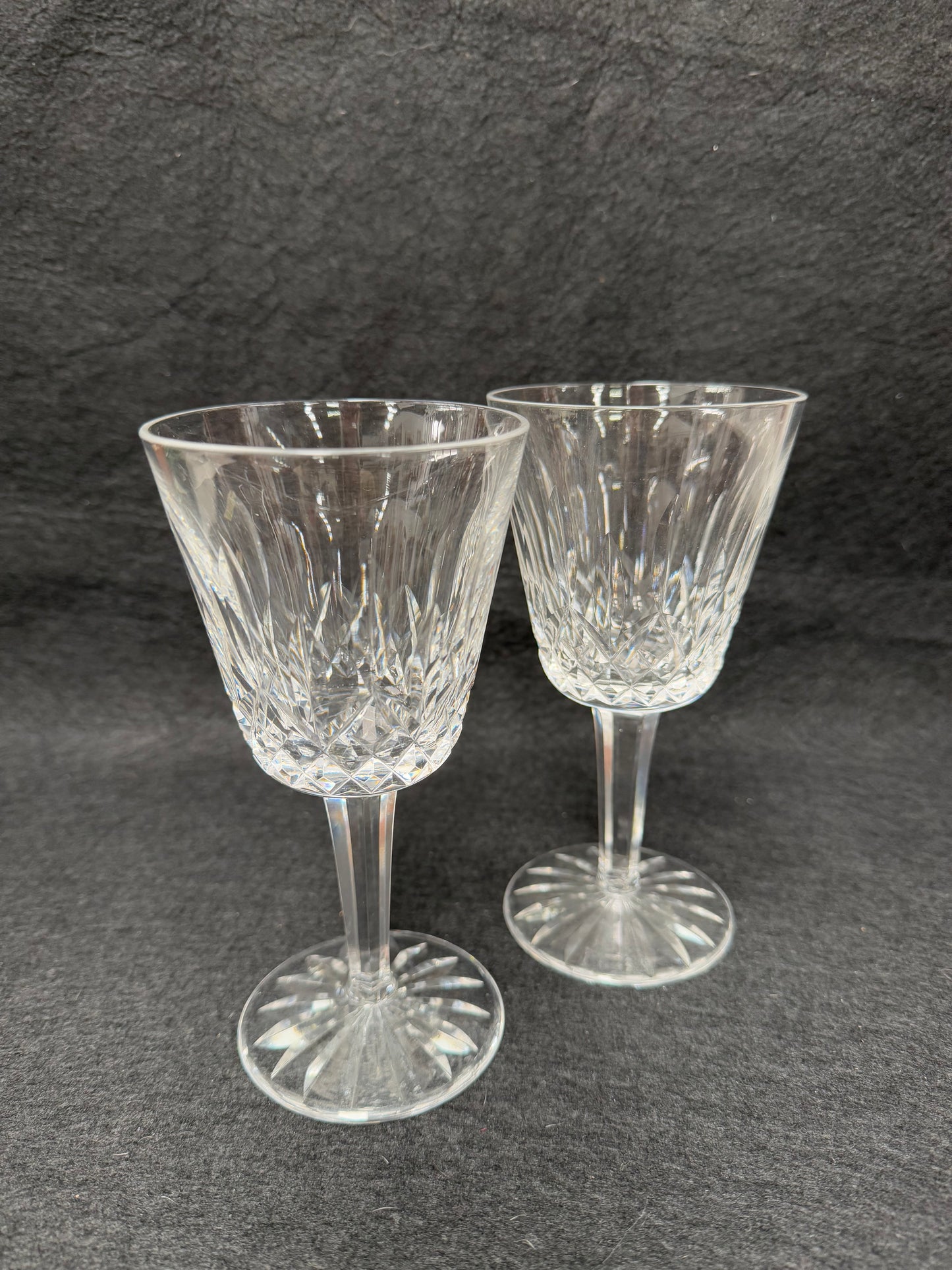 Set of Two Classic Vintage Waterford Crystal Goblets Lismore Pattern