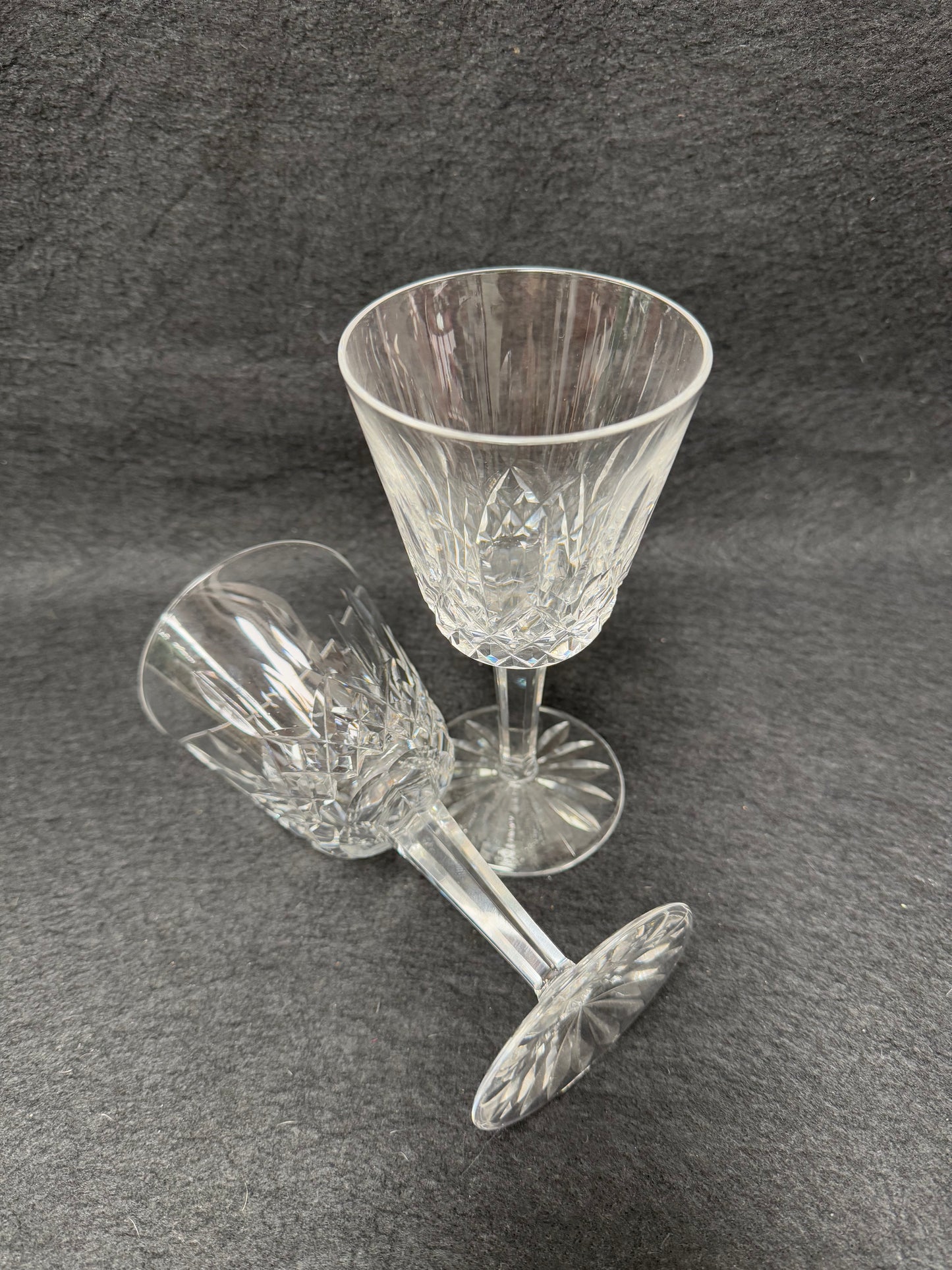 Set of Two Classic Vintage Waterford Crystal Goblets Lismore Pattern