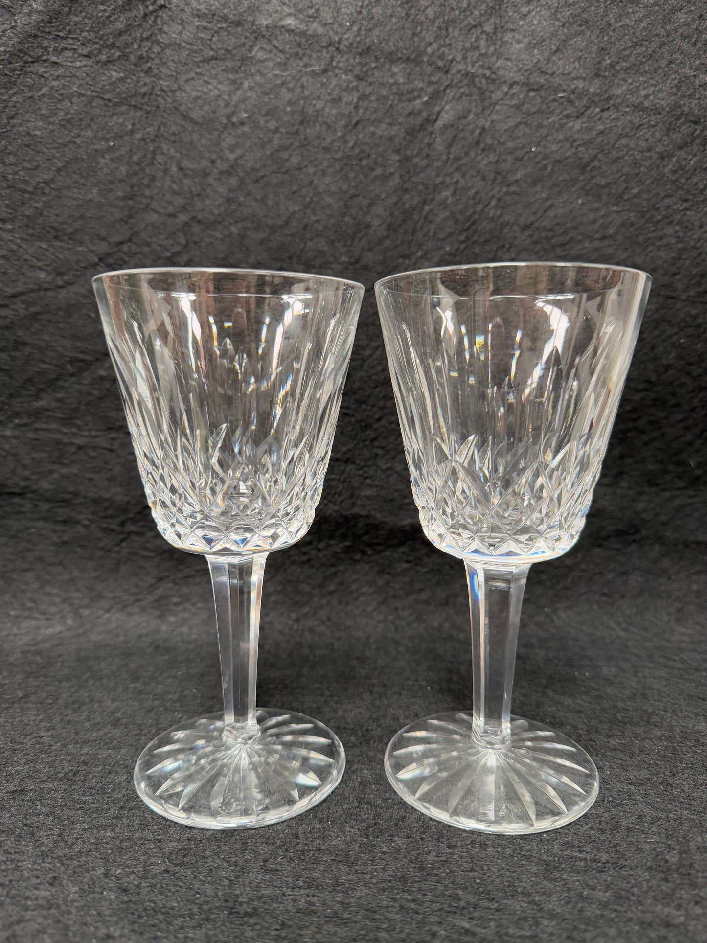 Set of Two Classic Vintage Waterford Crystal Goblets Lismore Pattern
