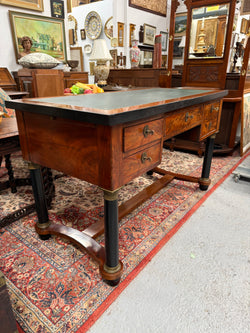Antique Regency Revival Walnut Partner's Desk | Leather Top Office Desk Australia