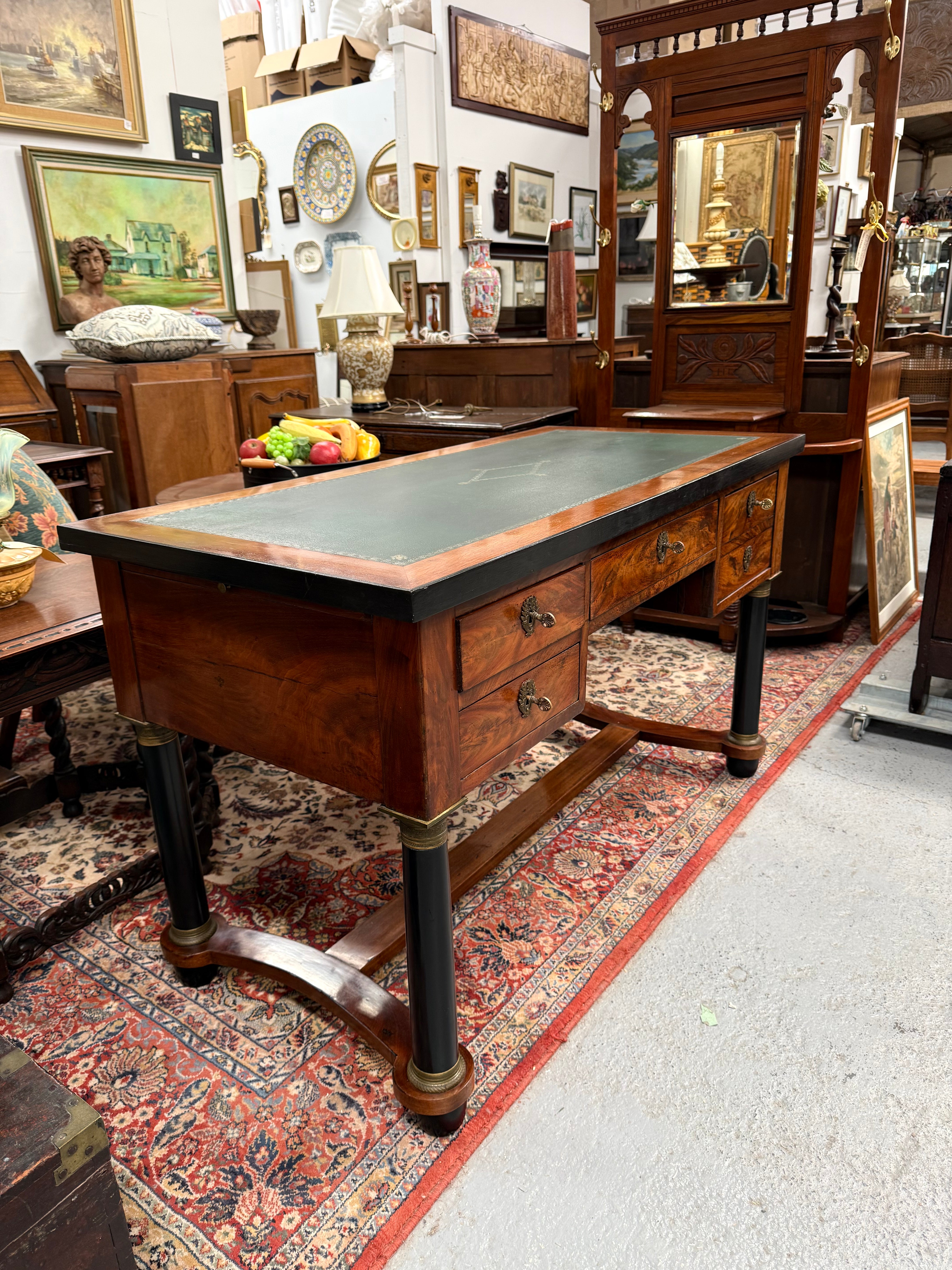 Antique Regency Revival Walnut Faux Partner's Desk | Antique & Vintage | Moonee Ponds Antiques | Australia Wide Delivery