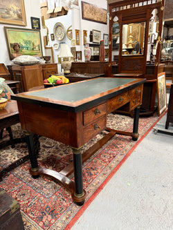 Antique Regency Revival Walnut Partner's Desk | Leather Top Office Desk Australia