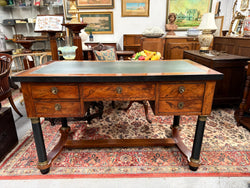 Antique Regency Revival Walnut Partner's Desk | Leather Top Office Desk Australia