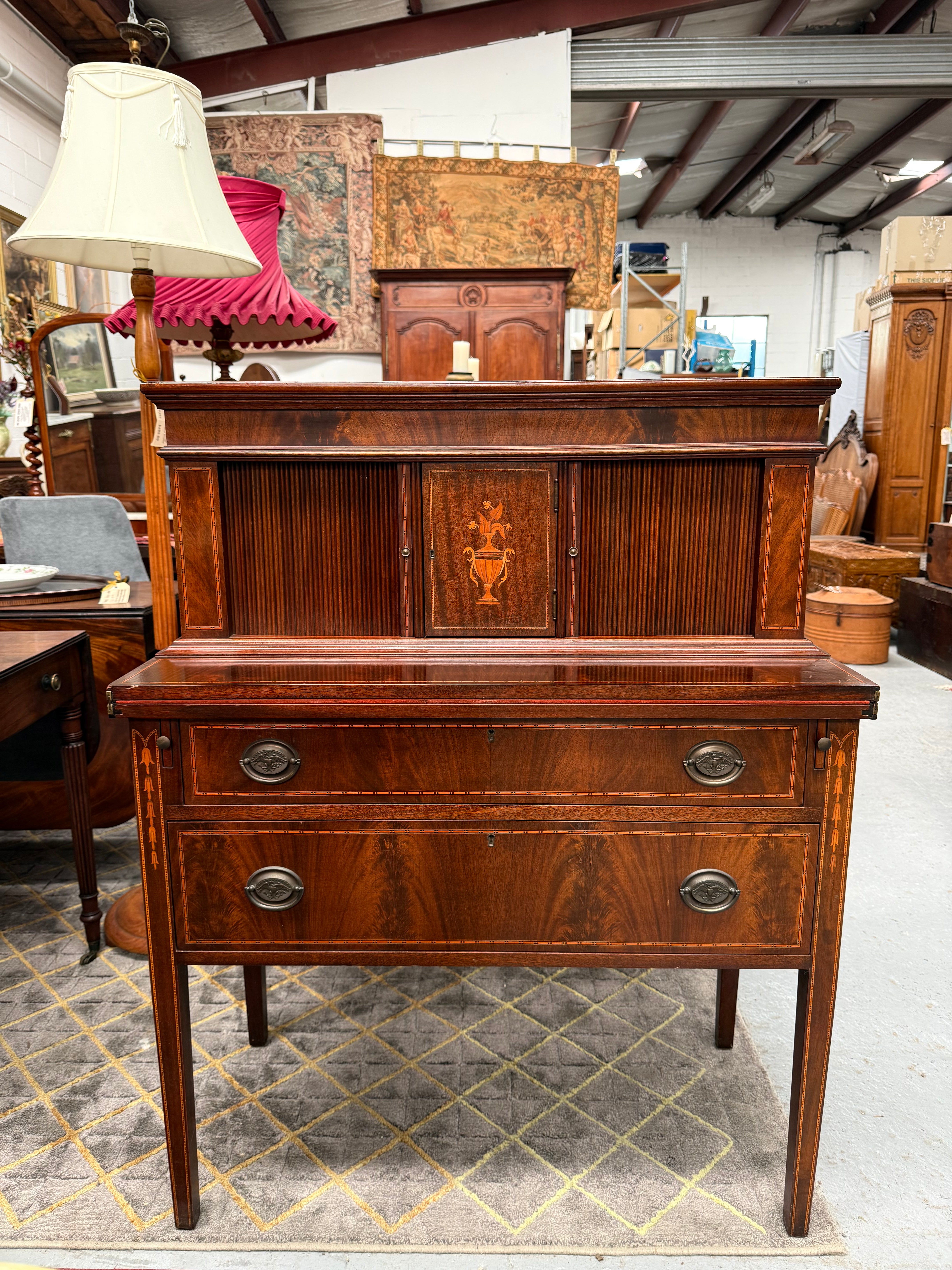 Antique Edwardian Sheraton Style Ladies Bureau