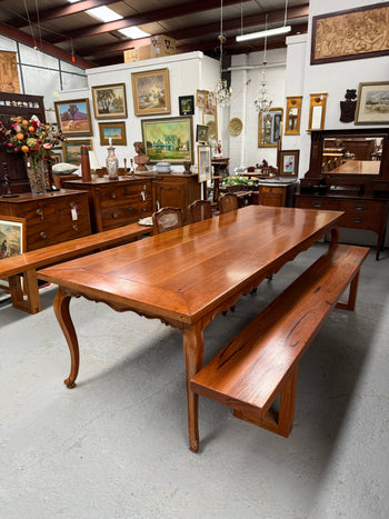 French-Style Reclaimed Cherrywood Extension Dining Table – Extends to 395.5 cm | Antique & Vintage | Moonee Ponds Antiques | Australia Wide Delivery
