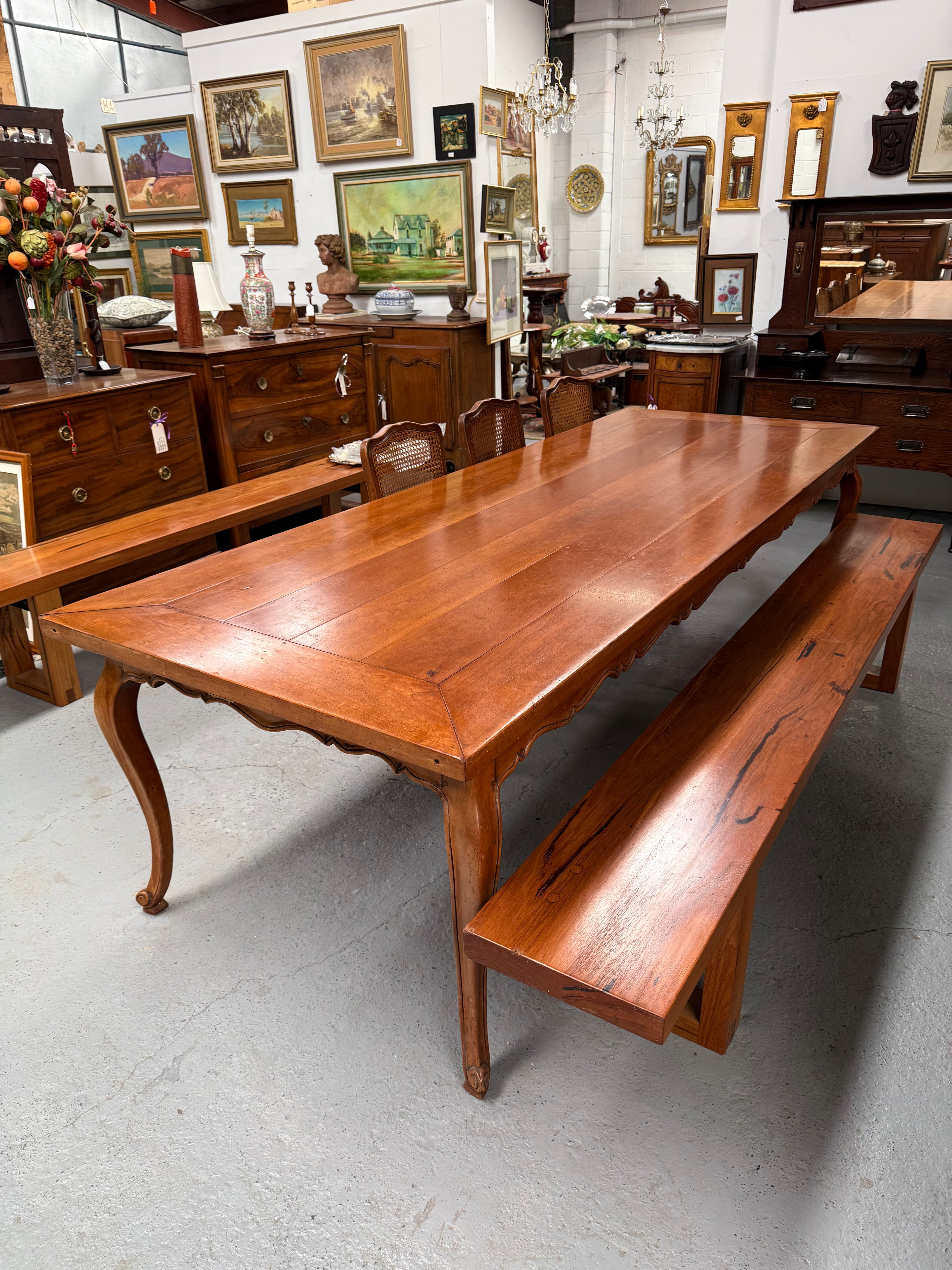 French-Style Reclaimed Cherrywood Extension Dining Table – Extends to 395.5 cm | Antique & Vintage | Moonee Ponds Antiques | Australia Wide Delivery