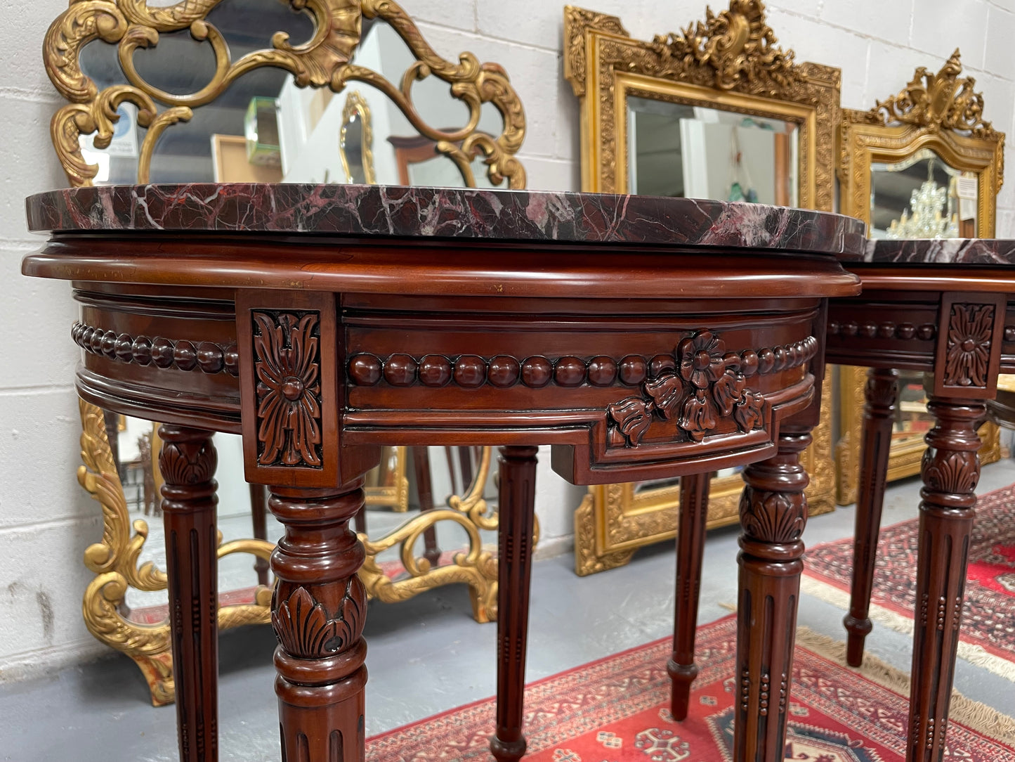 Louis XVI Style Marble Top Round Coffee / Side Table
