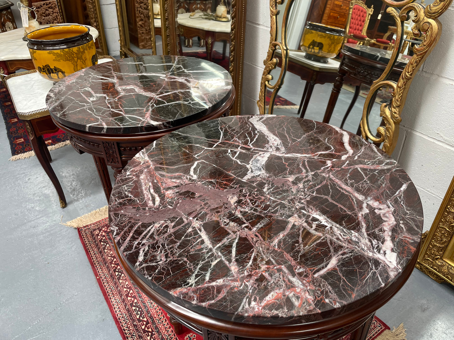 Louis XVI Style Marble Top Round Coffee / Side Table