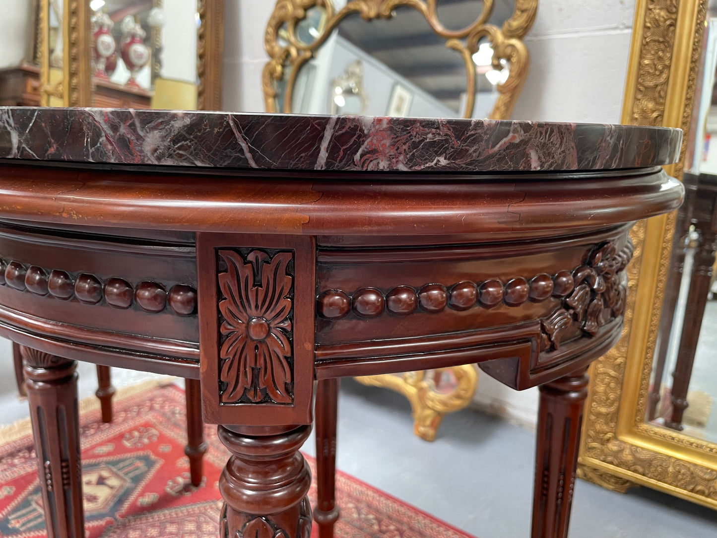 Louis XVI Style Marble Top Round Coffee / Side Table