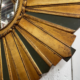 French Carved Wooden Starburst Convex Mirror