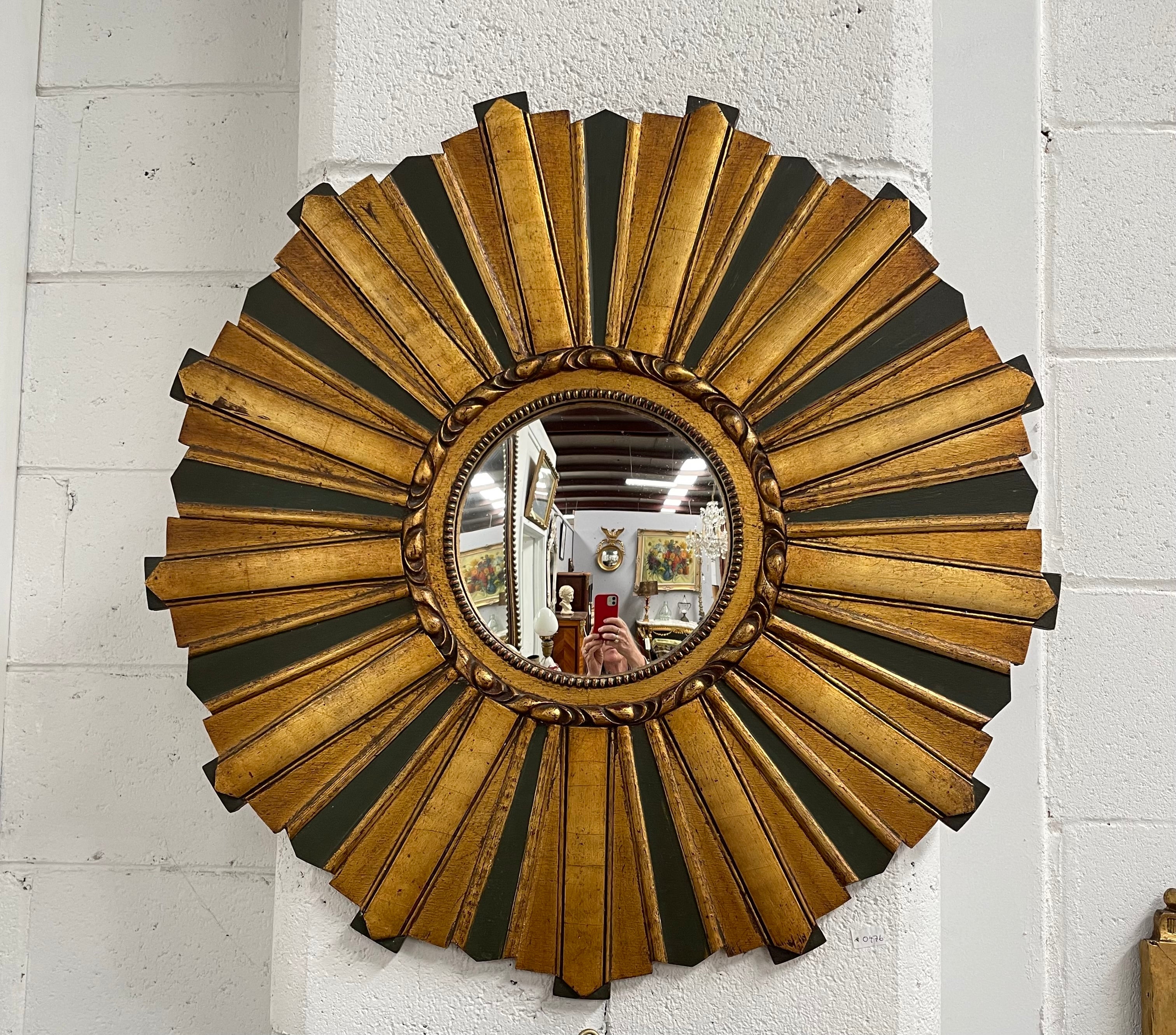French Carved Wooden Starburst Convex Mirror | Antique & Vintage | Moonee Ponds Antiques | Australia Wide Delivery