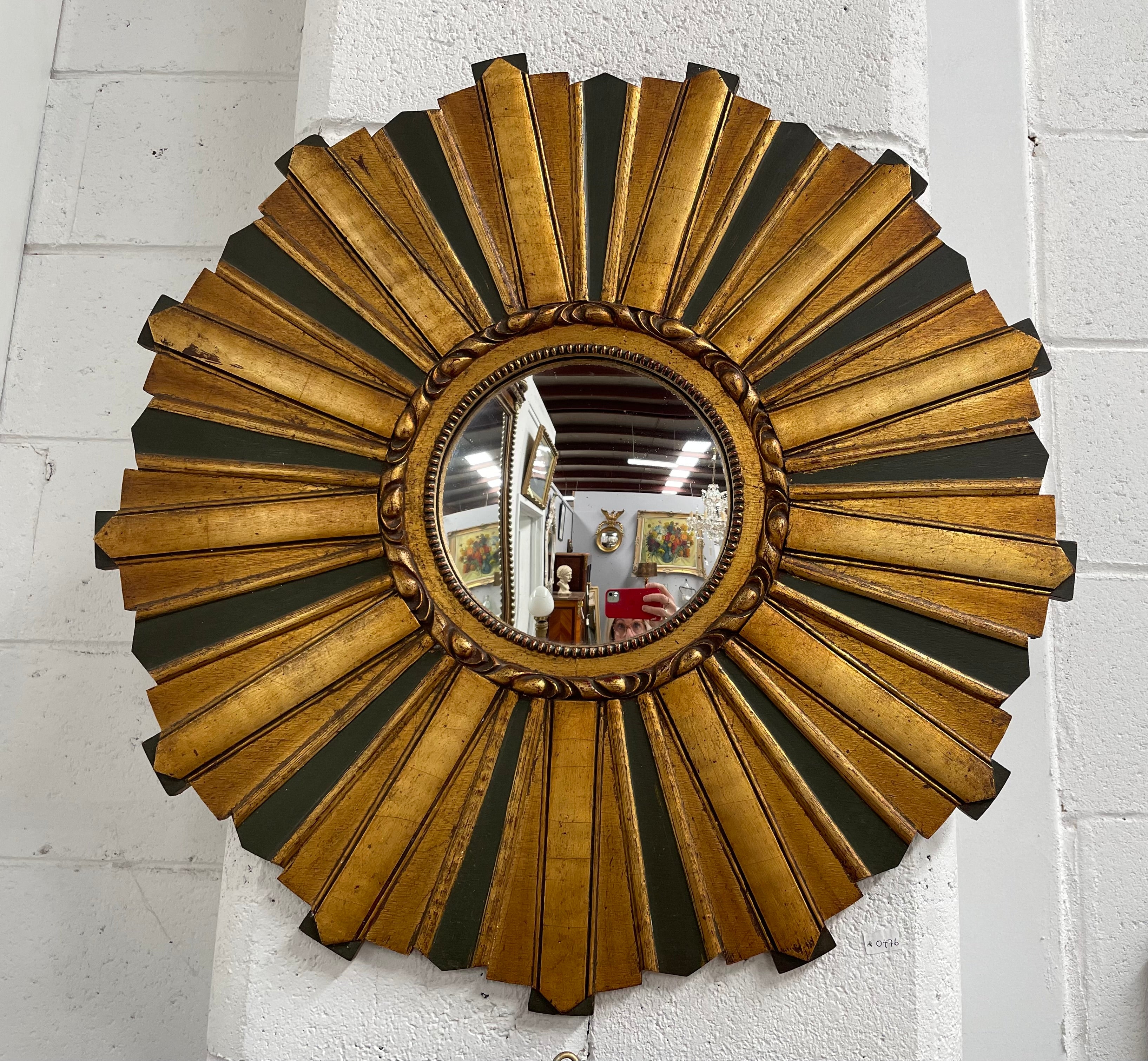 French Carved Wooden Starburst Convex Mirror | Antique & Vintage | Moonee Ponds Antiques | Australia Wide Delivery