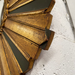 French Carved Wooden Starburst Convex Mirror