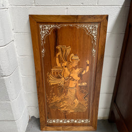 Rosewood Marquerty & Bone Inlaid Panel of Indian Scene