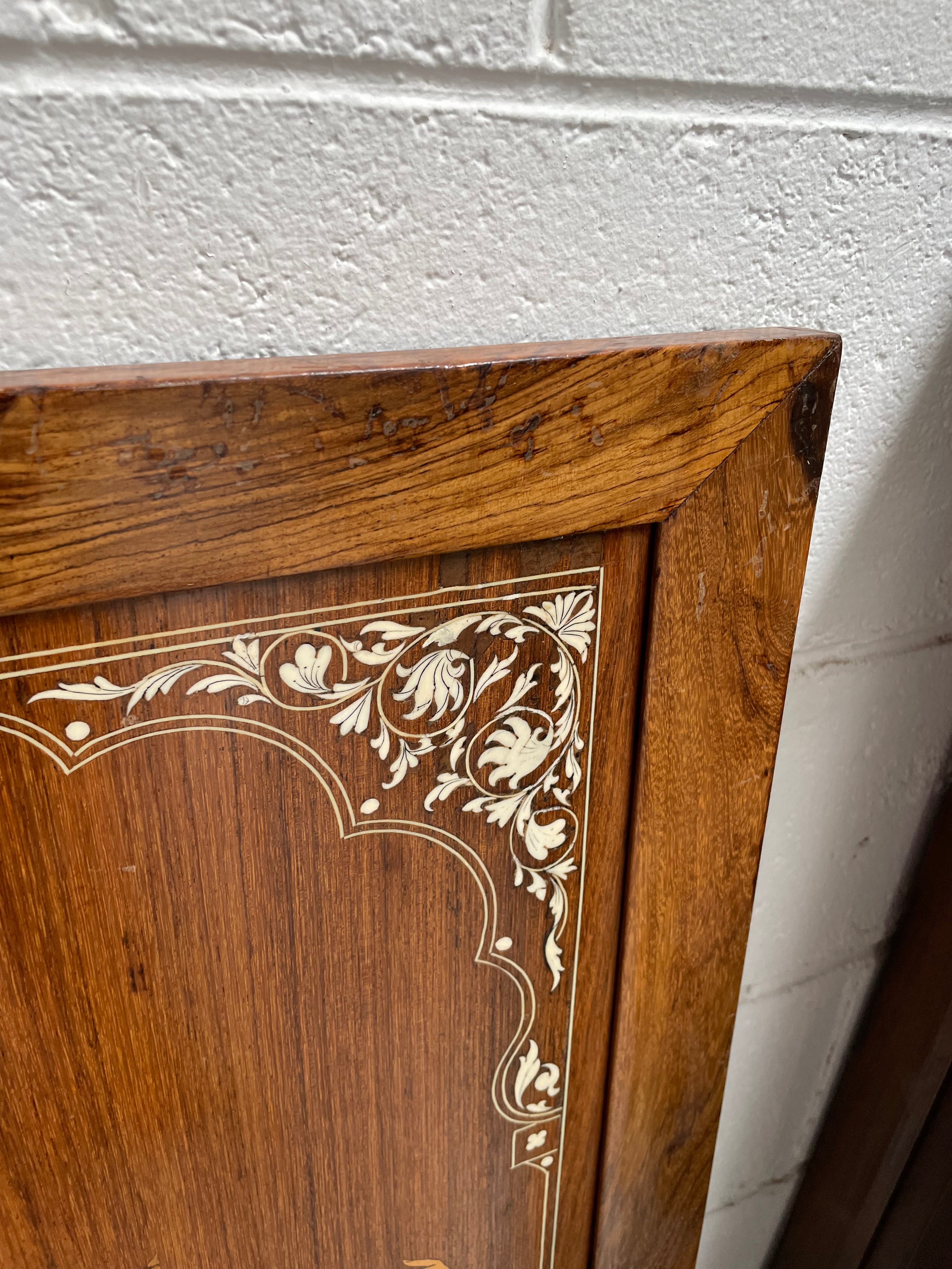Rosewood Marquerty & Bone Inlaid Panel of Indian Scene | Antique & Vintage | Moonee Ponds Antiques | Australia Wide Delivery