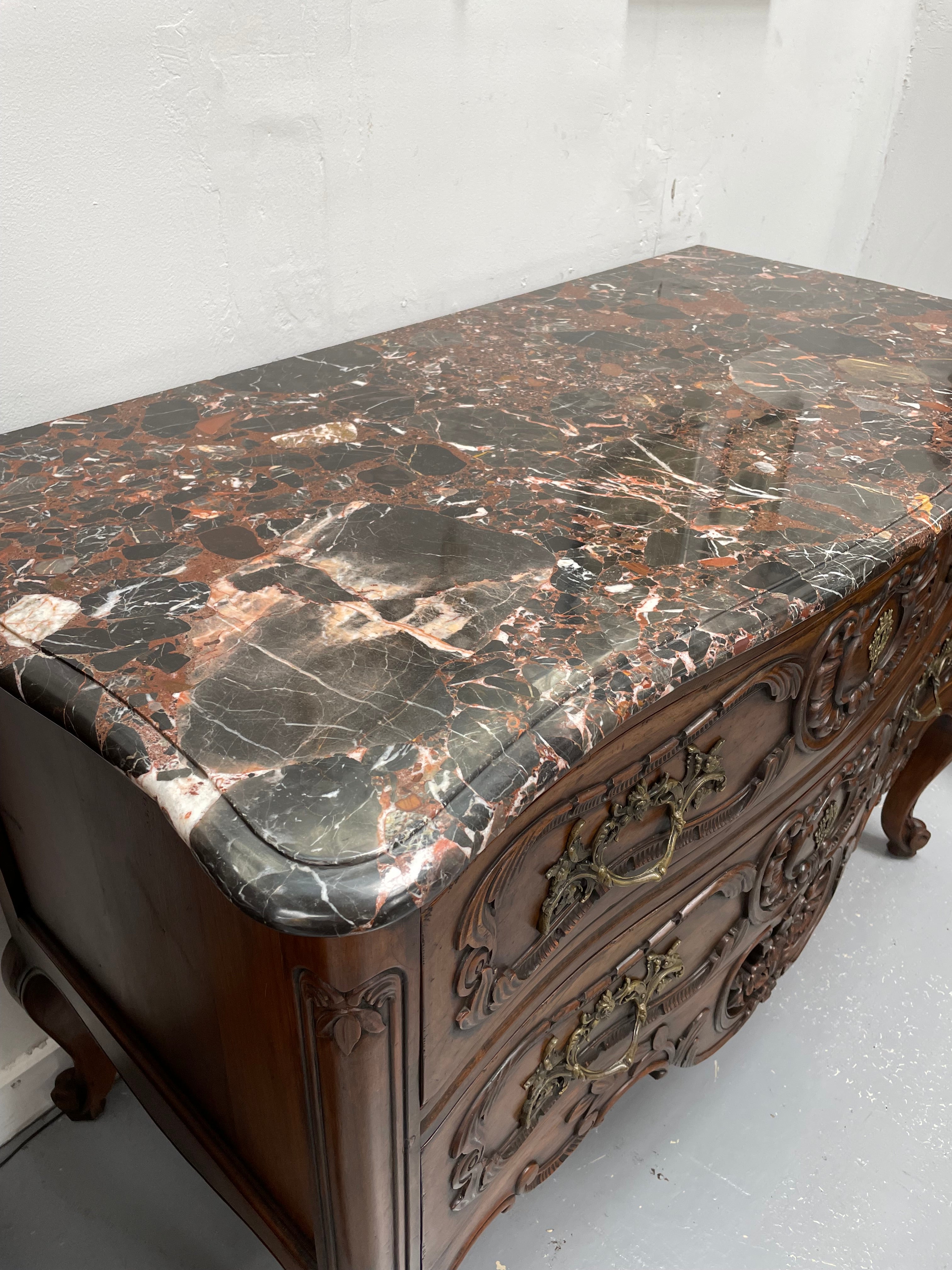Highly Decorative Louis XIV Marble Top Two Drawer Commode | Antique & Vintage | Moonee Ponds Antiques | Australia Wide Delivery
