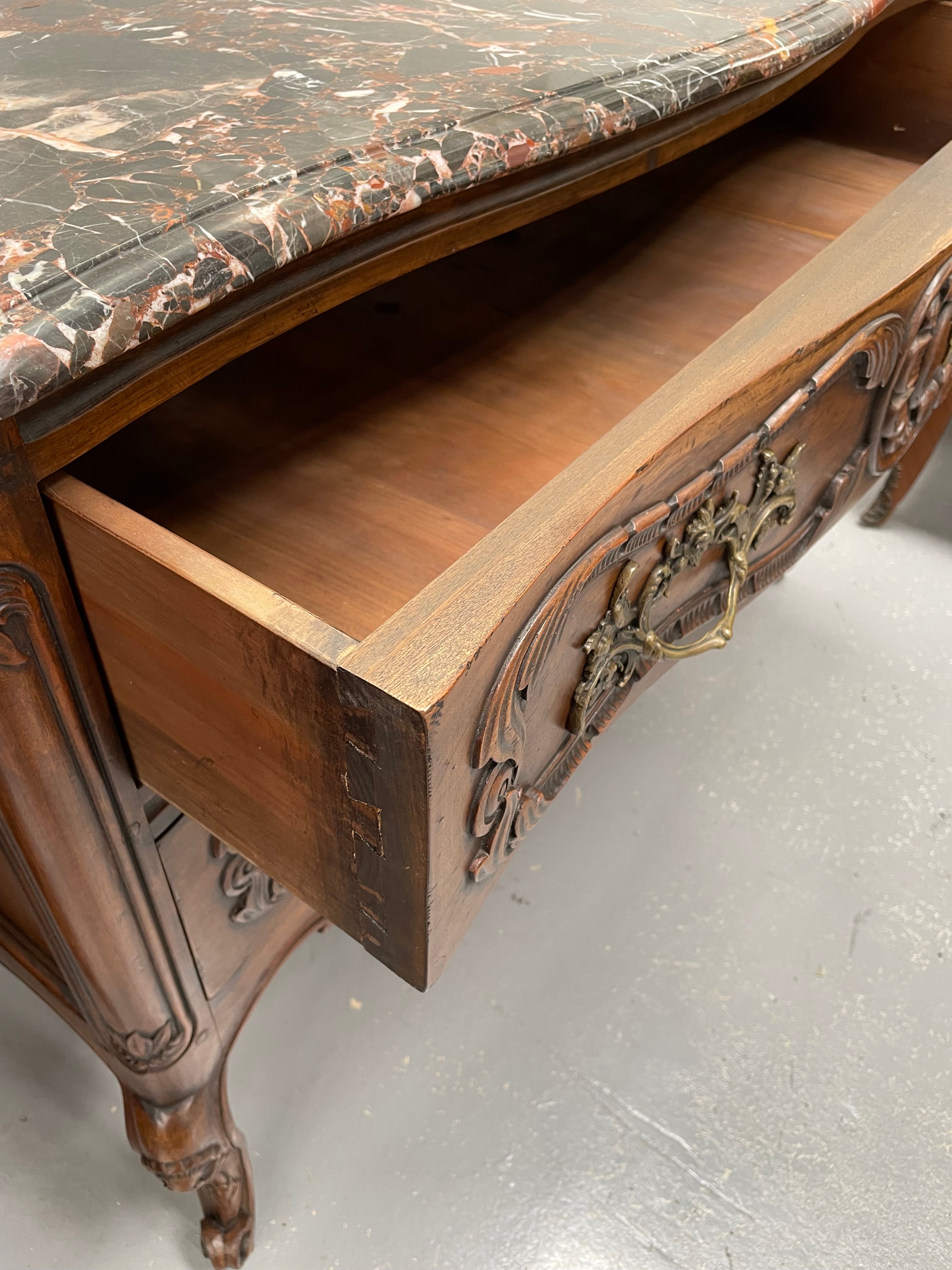 Highly Decorative Louis XIV Marble Top Two Drawer Commode | Antique & Vintage | Moonee Ponds Antiques | Australia Wide Delivery