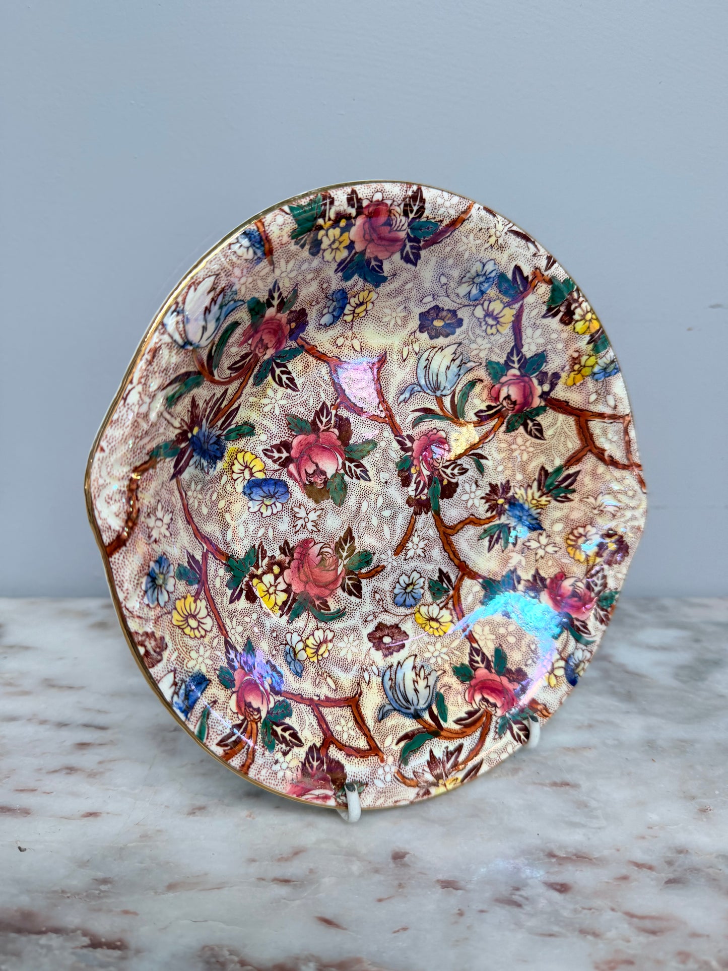 Maling Ware Floral Design Bowl