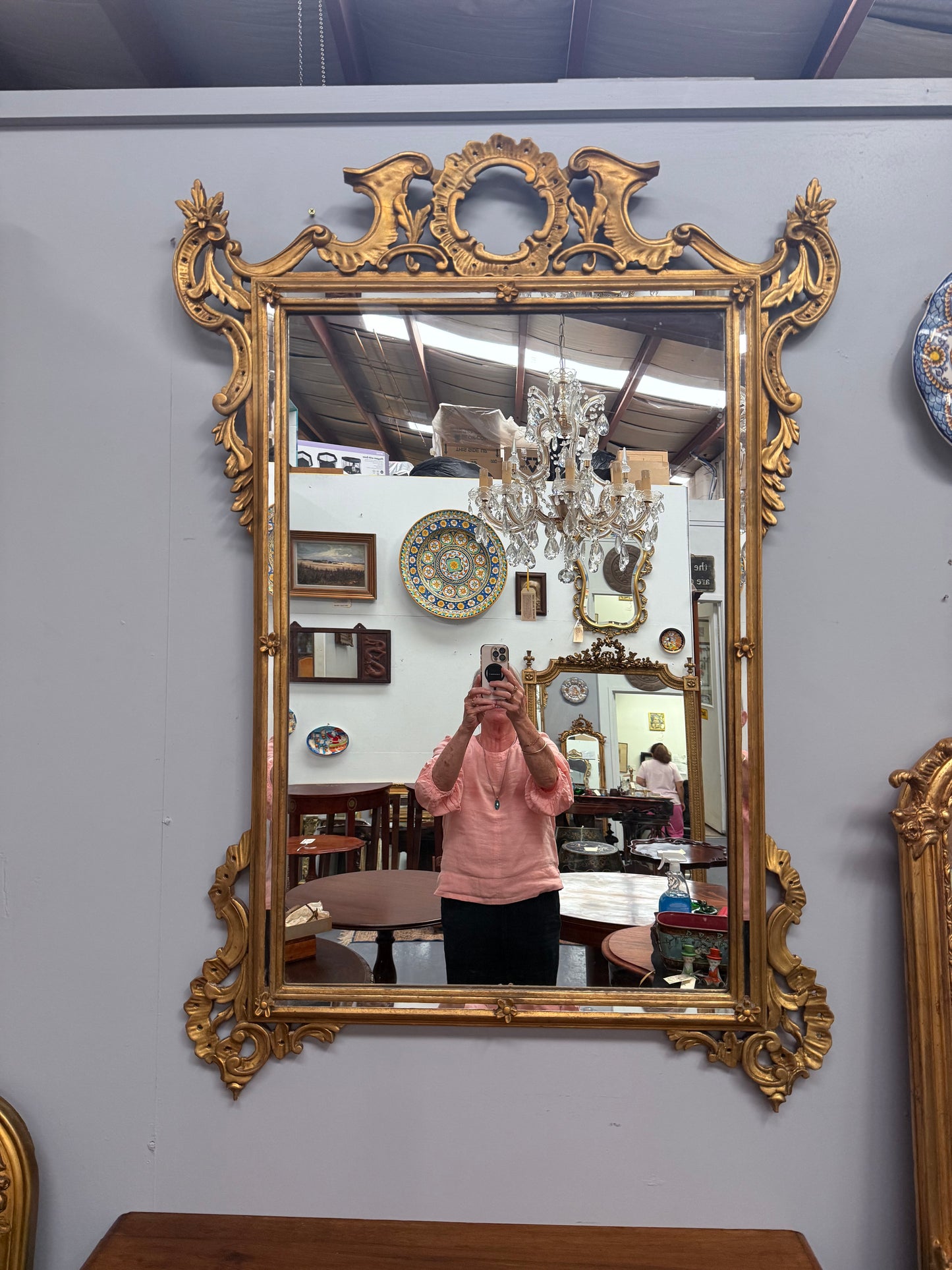 Antique Italian Rococo Influence Wall Mirror
