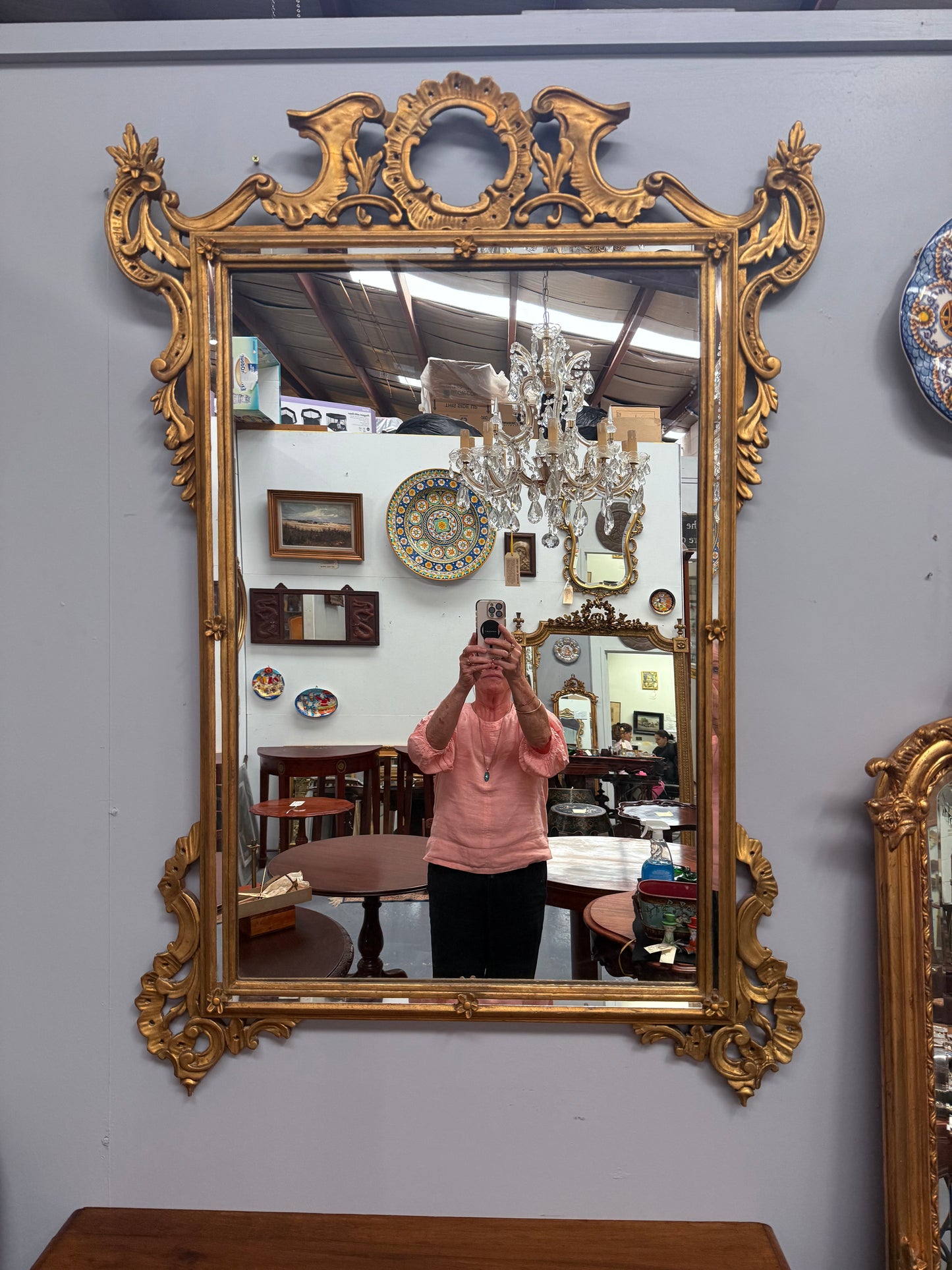 Antique Italian Rococo Influence Wall Mirror