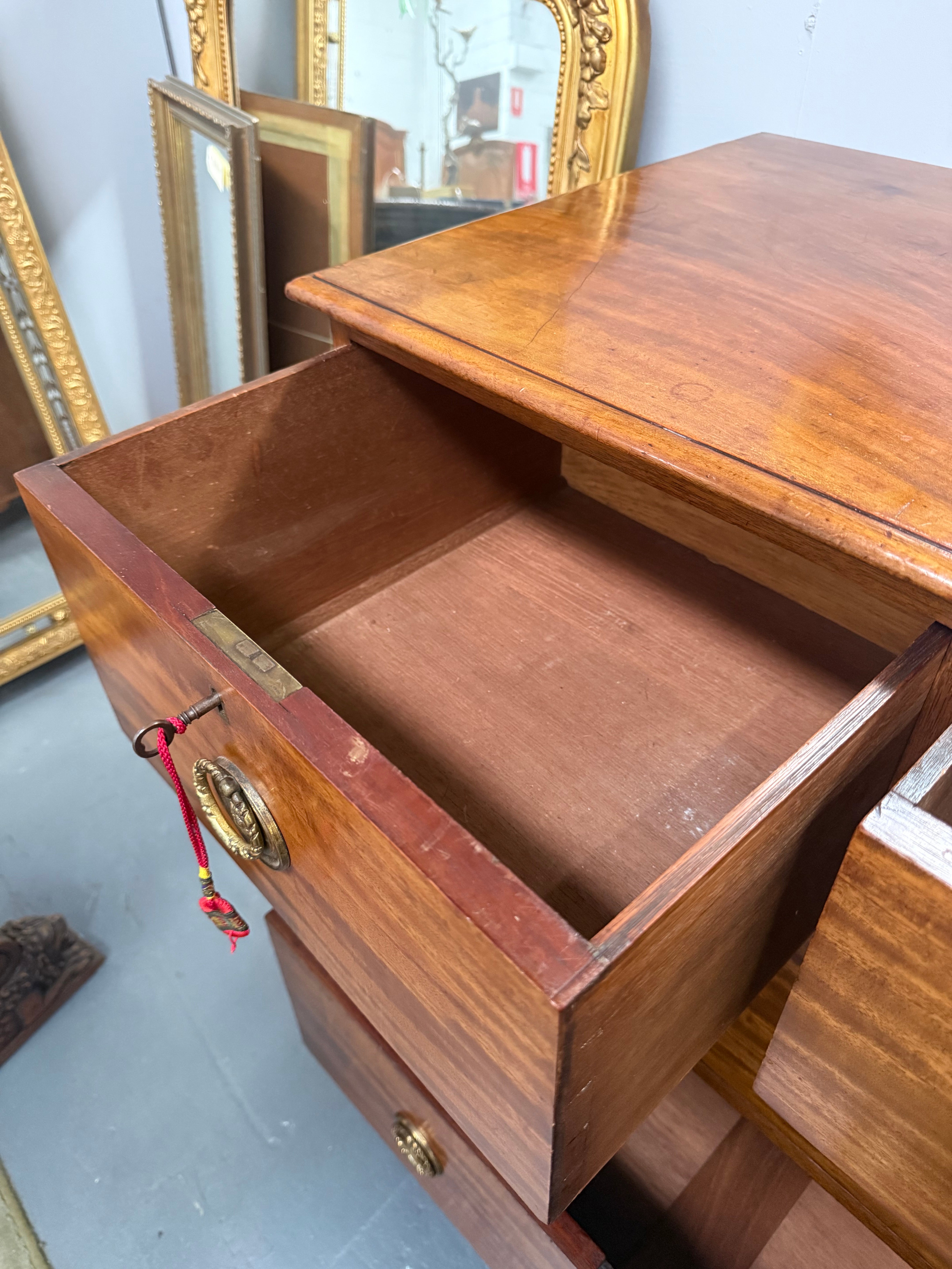 Late Georgian Ribbon Mahogany Chest of Drawers | Antique & Vintage | Moonee Ponds Antiques | Australia Wide Delivery