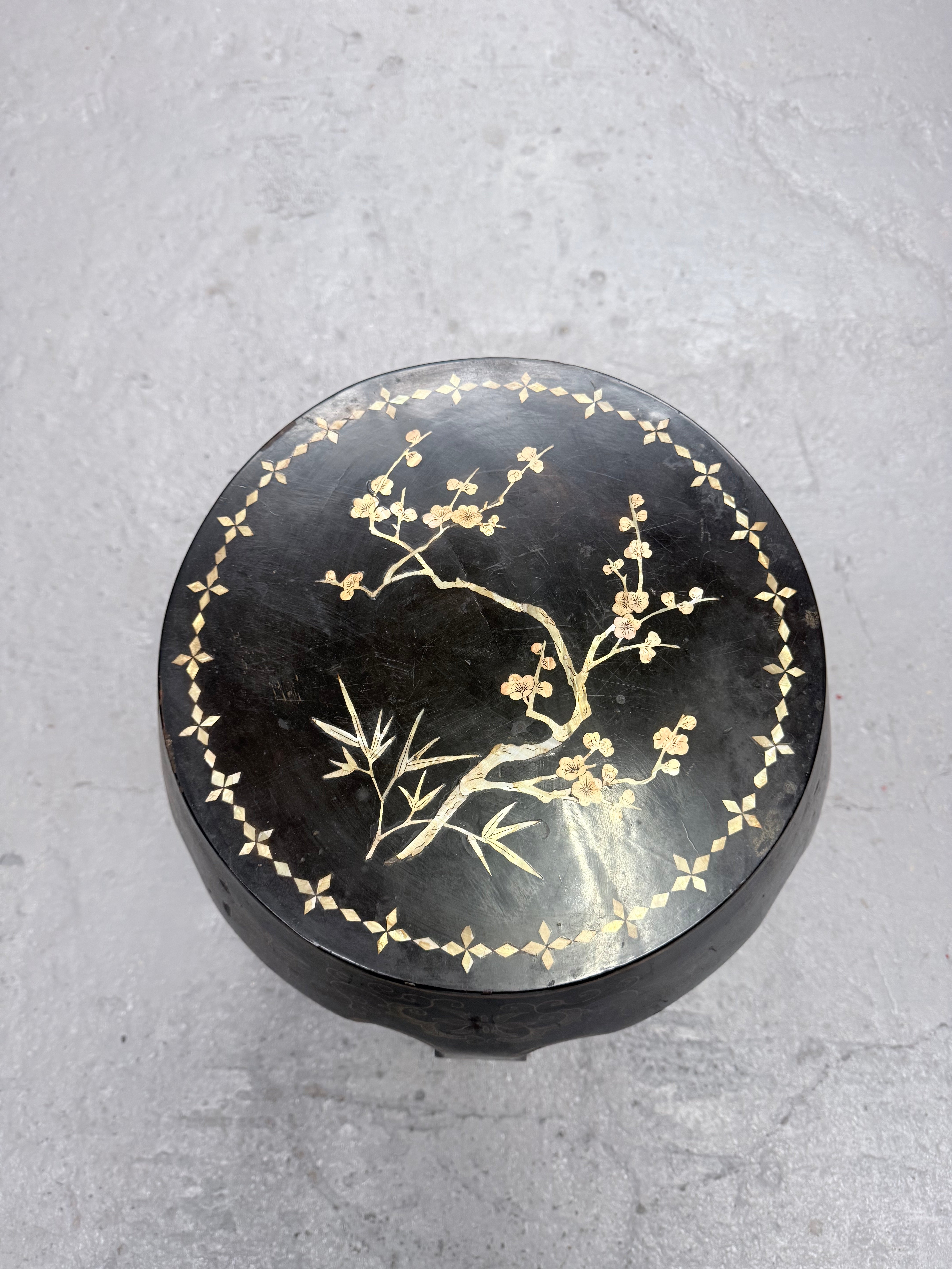 Vintage Oriental Mother of Pearl Side table/ Stool | Antique & Vintage | Moonee Ponds Antiques | Australia Wide