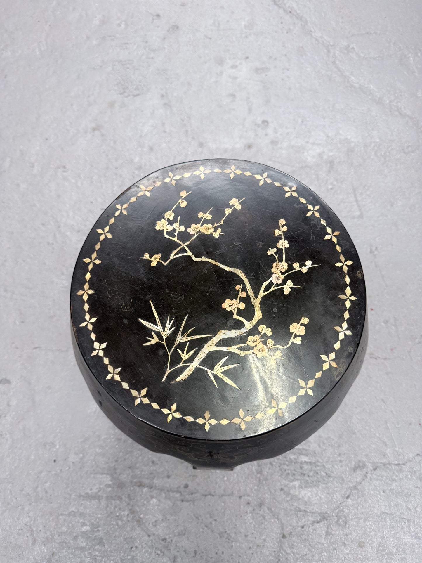 Vintage Oriental Mother of Pearl Side table/ Stool