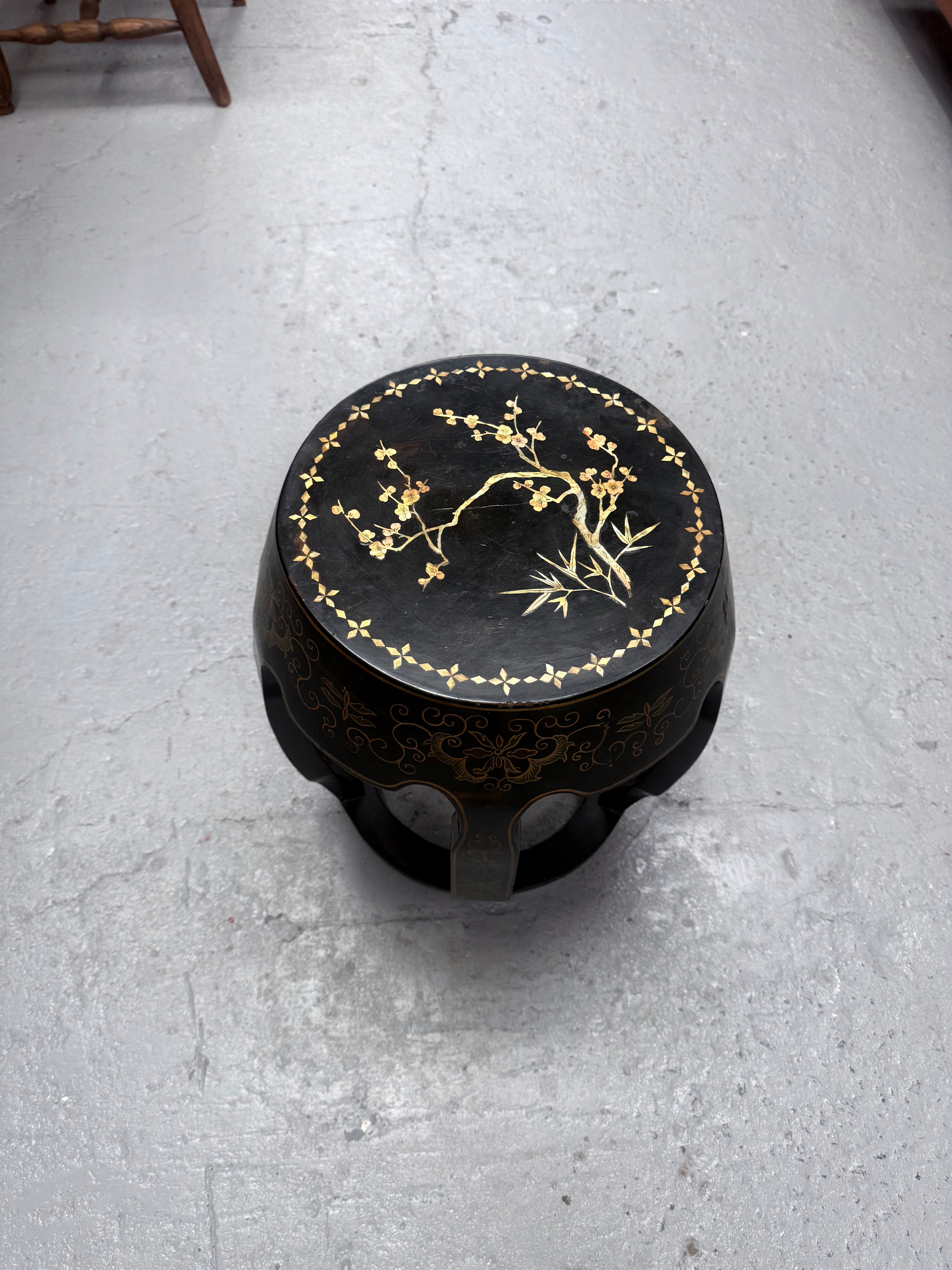 Vintage Oriental Mother of Pearl Side table/ Stool | Antique & Vintage | Moonee Ponds Antiques | Australia Wide