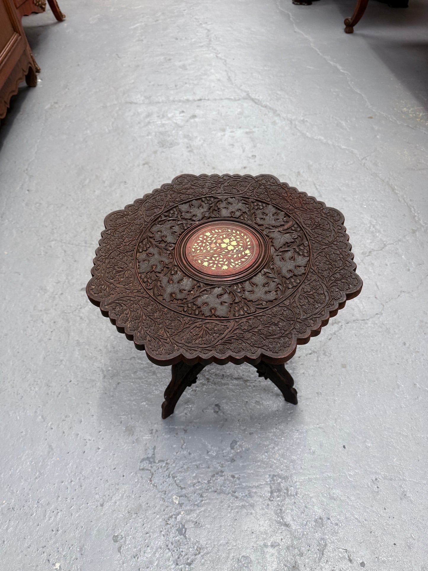 Hardwood Hand Carved Inlay Side Table