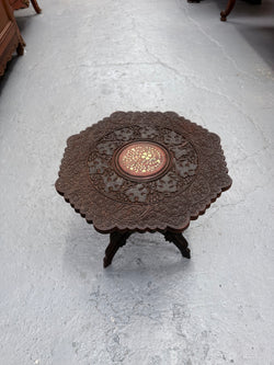 Hardwood Hand Carved Inlay Side Table | Antique & Vintage | Moonee Ponds Antiques | Australia Wide Delivery
