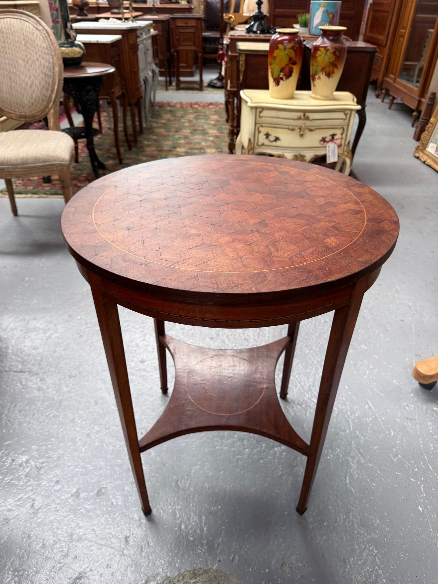 French Louis XVI Style Parquetry & Inlay Centre Table