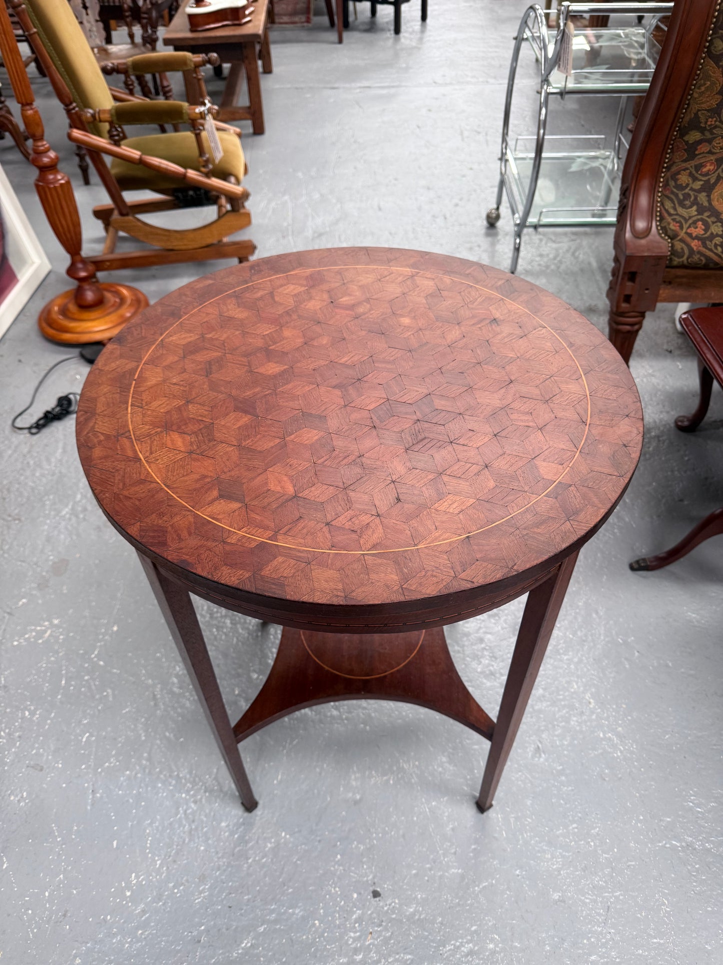 French Louis XVI Style Parquetry & Inlay Centre Table