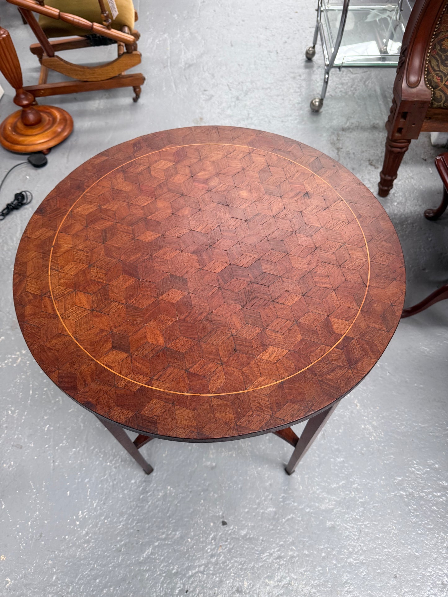 French Louis XVI Style Parquetry & Inlay Centre Table