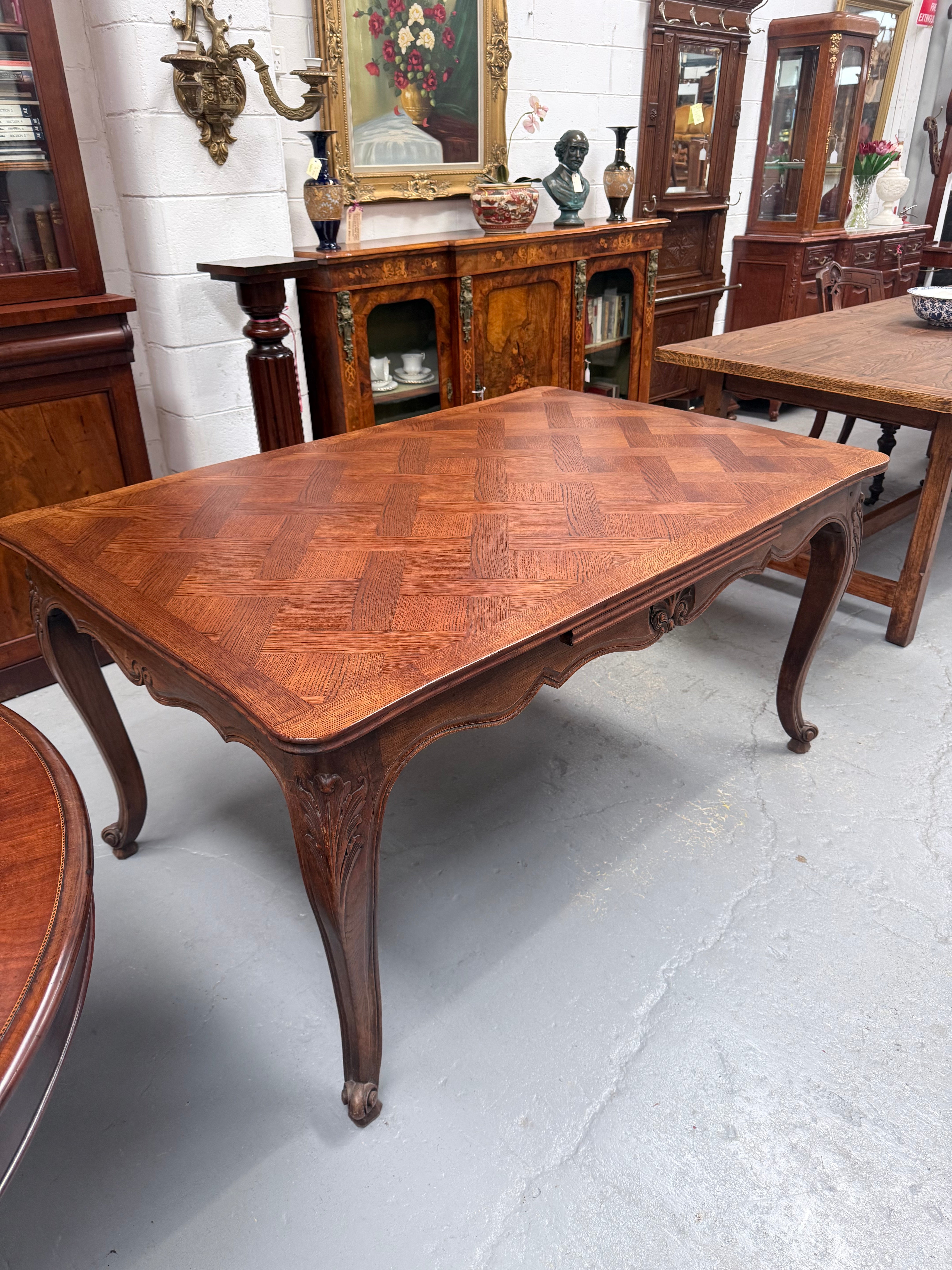 Louis XV Style Extention Parquetry Top Table | Antique & Vintage | Moonee Ponds Antiques | Australia Wide Delivery