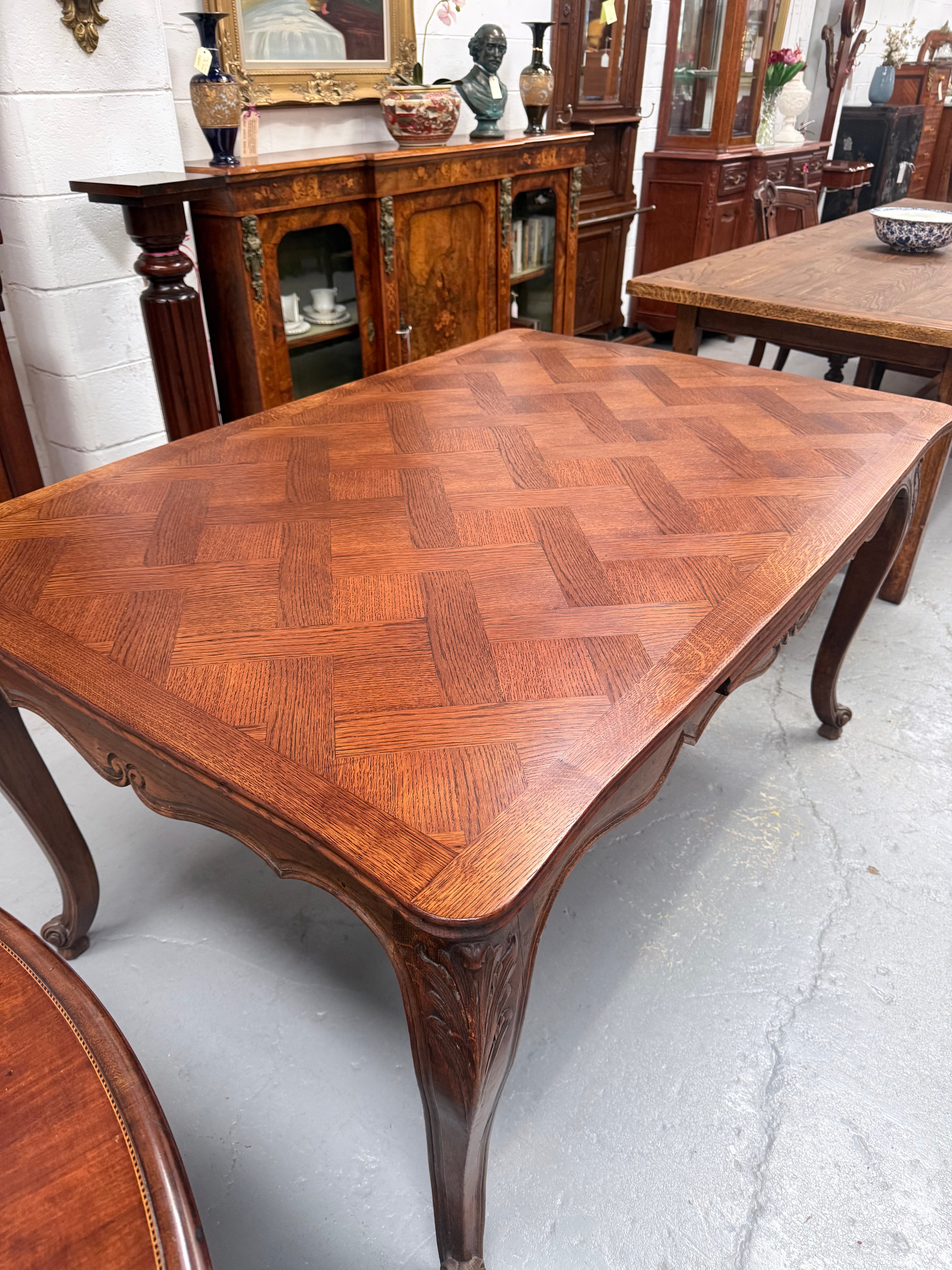 Louis XV Style Extention Parquetry Top Table | Antique & Vintage | Moonee Ponds Antiques | Australia Wide Delivery