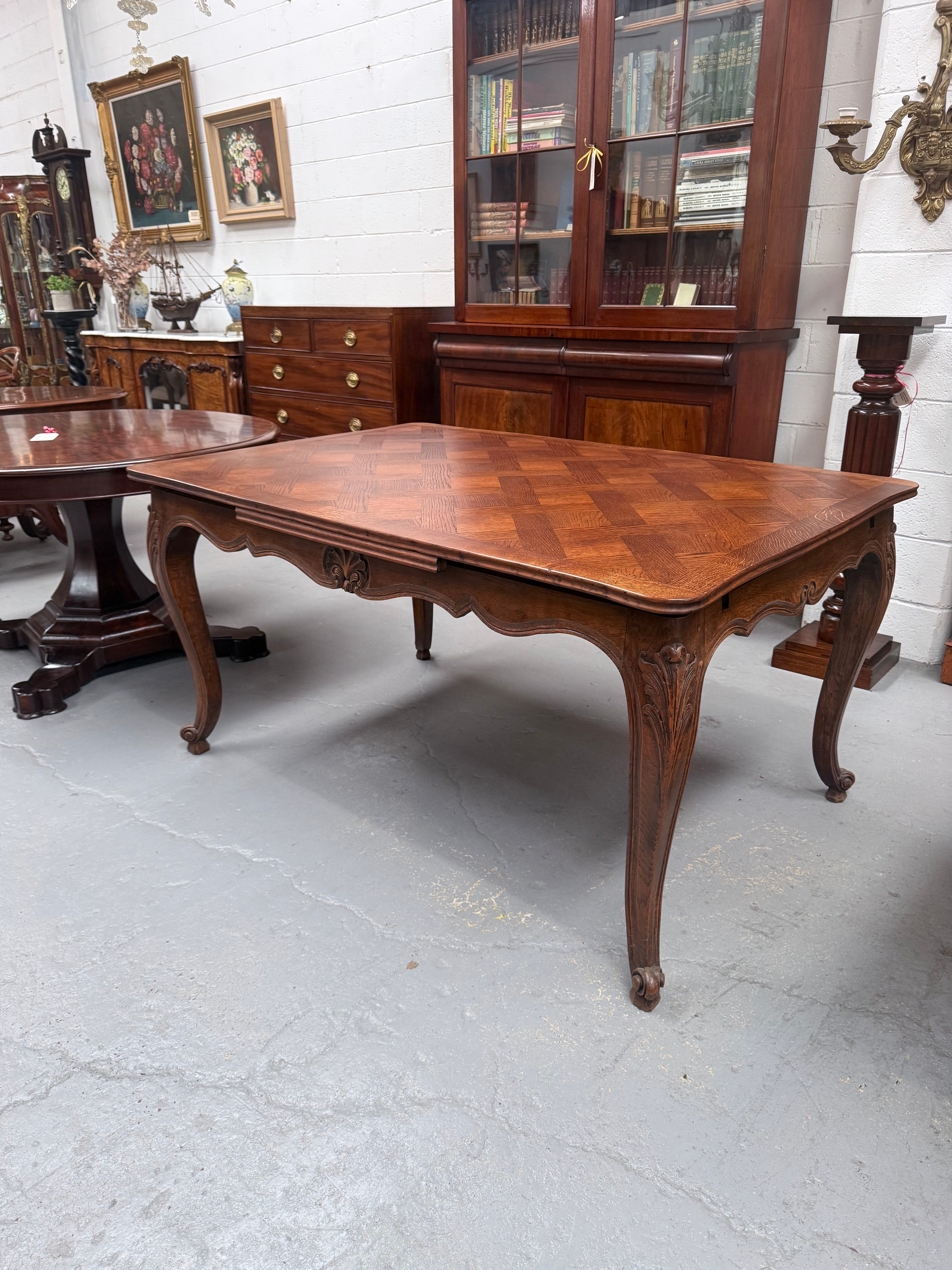 Louis XV Style Extention Parquetry Top Table | Antique & Vintage | Moonee Ponds Antiques | Australia Wide Delivery