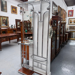 French Art Deco Style Brushed Aluminium Frame Hall Stand