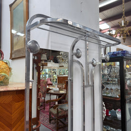 French Art Deco Style Brushed Aluminium Frame Hall Stand