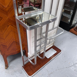 French Art Deco Style Brushed Aluminium Frame Hall Stand