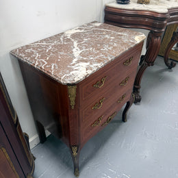 French Louis XV Style Marble Top Commode