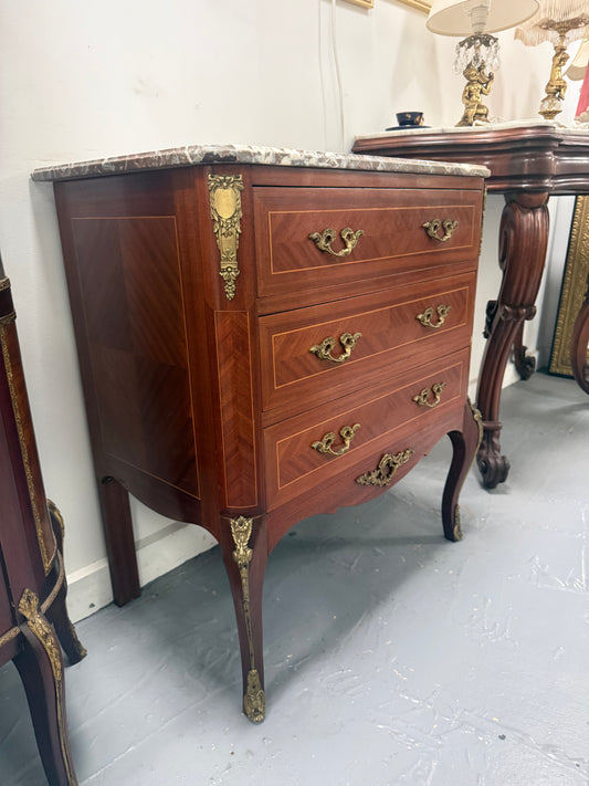 French Louis XV Style Marble Top Commode