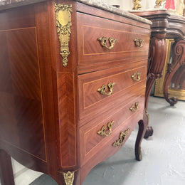 French Louis XV Style Marble Top Commode