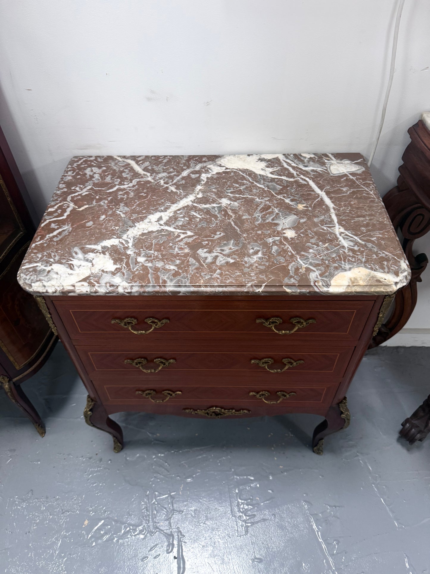 French Louis XV Style Marble Top Commode