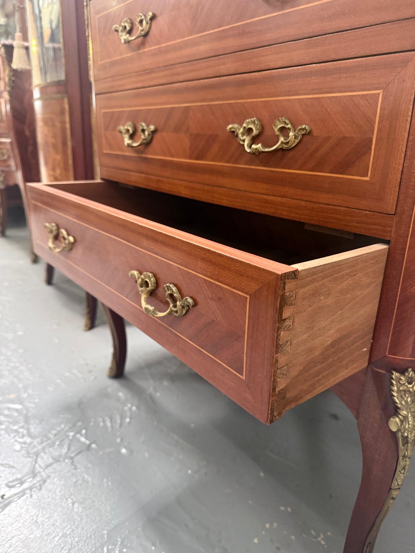 French Louis XV Style Marble Top Commode